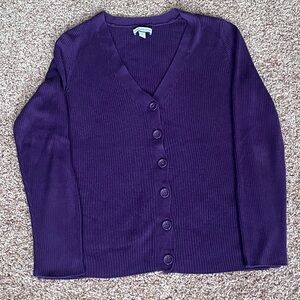 Croft & Barrow Deep Purple‎ V-Neck Ribbed Button Up Cardigan